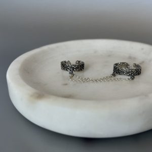 podwójny srebrny pierścionek bjni