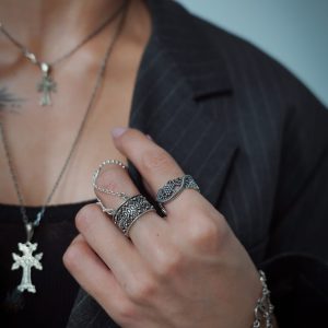 obrączka srebrna gini